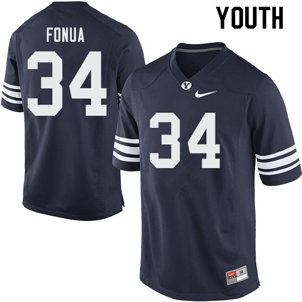 Youth #34 Kavika Fonua BYU Cougars College Football Jerseys Sale-Navy - Click Image to Close